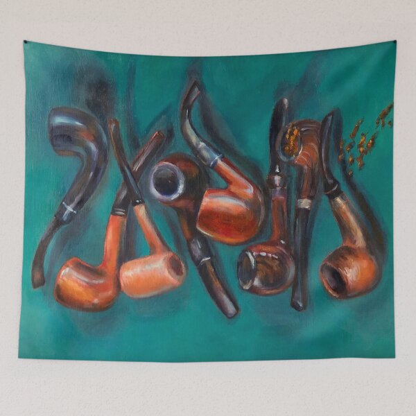 Item preview, Vintage pipe_oil sobre madera, naturaleza muerta designed and sold by allgor8.