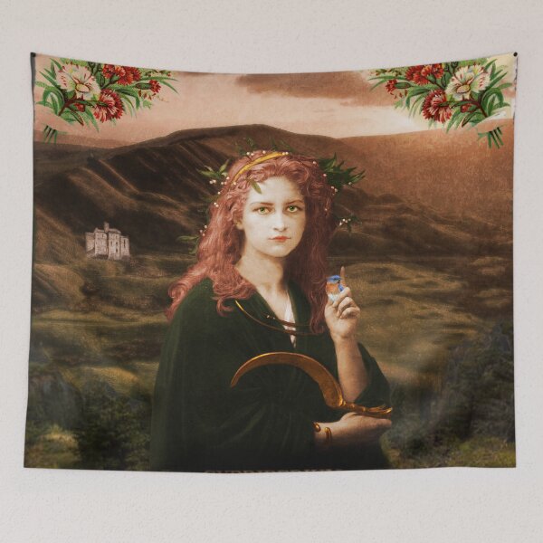 Item preview, Victorian Girl with Mistletoe in Dark Landscape with Castle designed and sold by KALEIDOSCOPE UK.