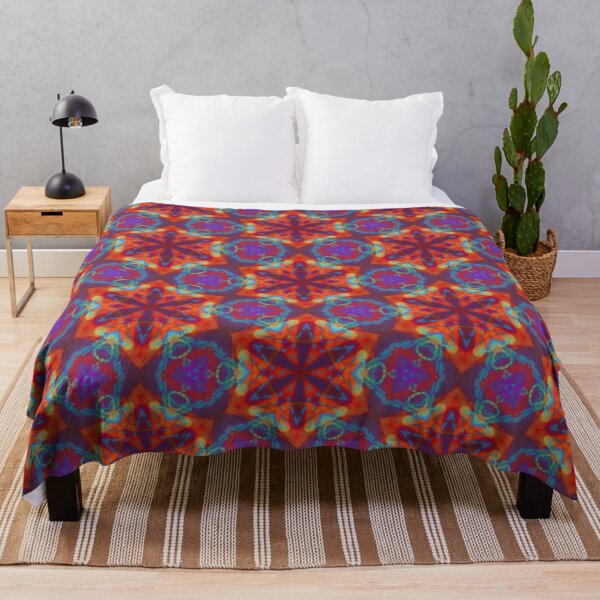 Red Kaleidoscopic Print Throw Blanket