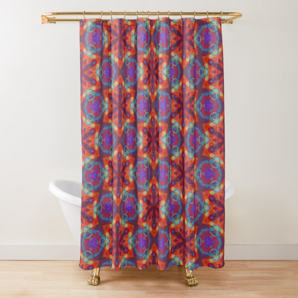 Red Kaleidoscopic Print Shower Curtain