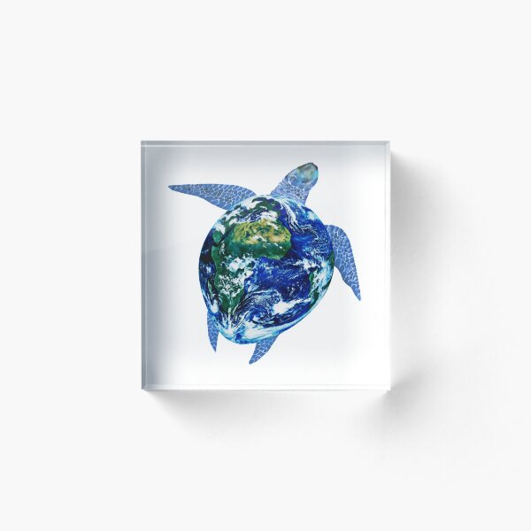 Mother Earth Sea Turtle Acrylic Block
