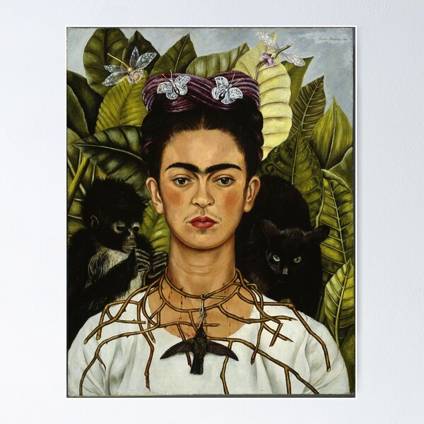 Item preview, Frida Kahlo's self portrait with monkey and cat designed and sold by TiendaTina.
