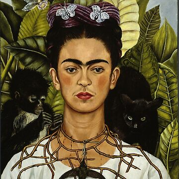 Artwork thumbnail, Frida Kahlo's self portrait with monkey and cat by TiendaTina