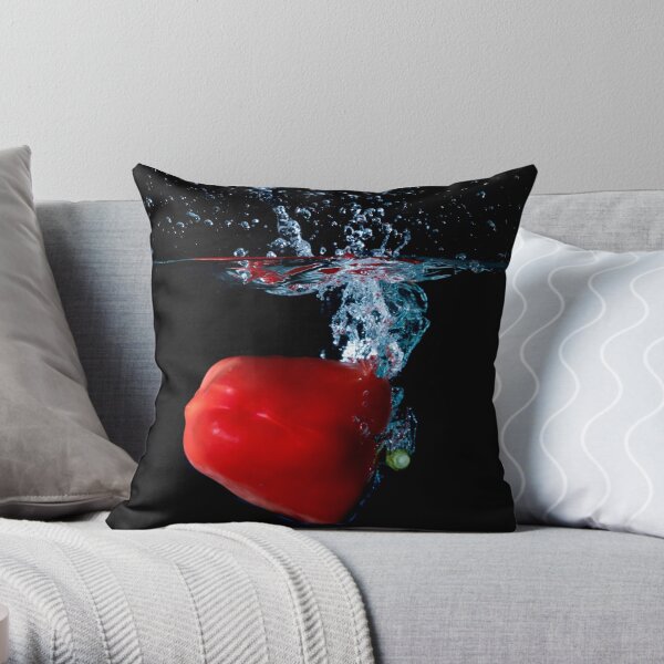 Red Bell Sweet Pepper Dropped Into Water Throw Pillow