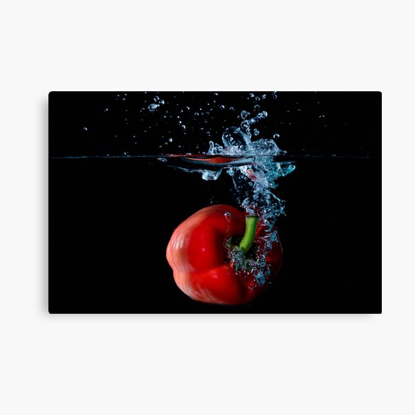 Red Bell Sweet Pepper Dropped Into Water Canvas Print