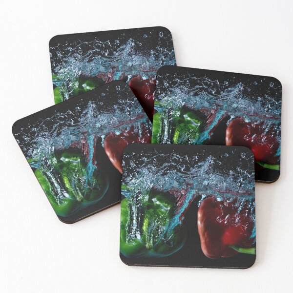 Item preview, Red & Green Bell Sweet Peppers Dropped Into Water designed and sold by Ben Gingell.