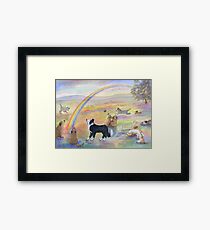 Dogs wait for their humans at Rainbow Bridge Framed Print