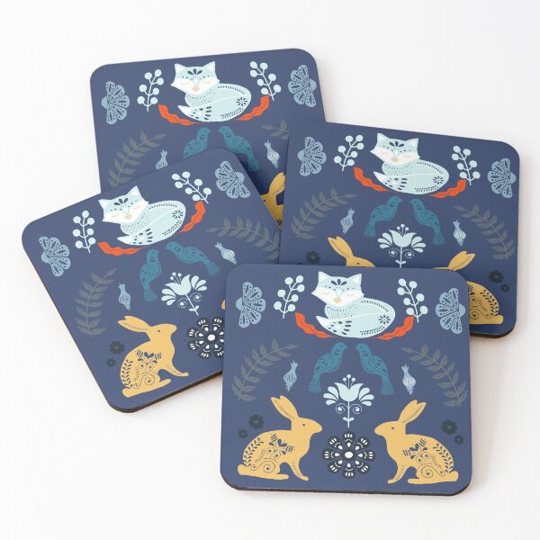 Item preview, Scandinavian fox hare floral designed and sold by CrazyCatx.