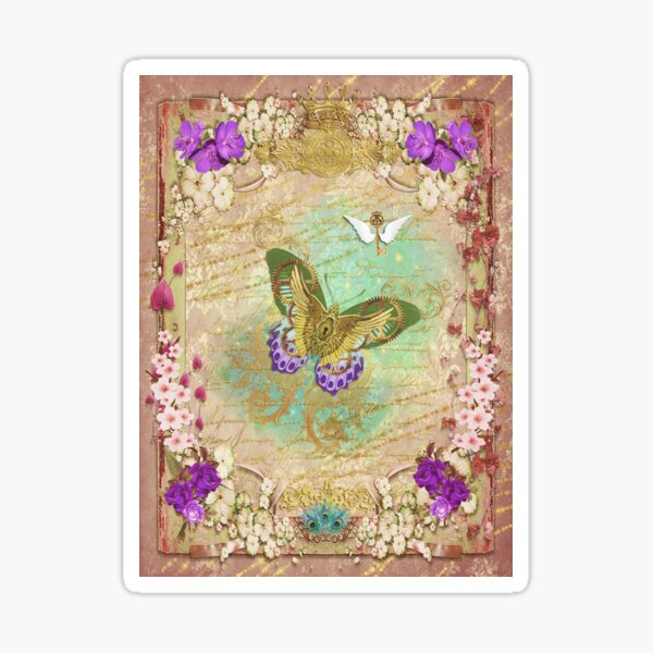 Steampunk Whimsical Butterfly Sticker