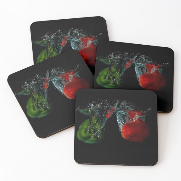 Item preview, Green and Red Bell Sweet Peppers Dropped Into Water designed and sold by Ben Gingell.