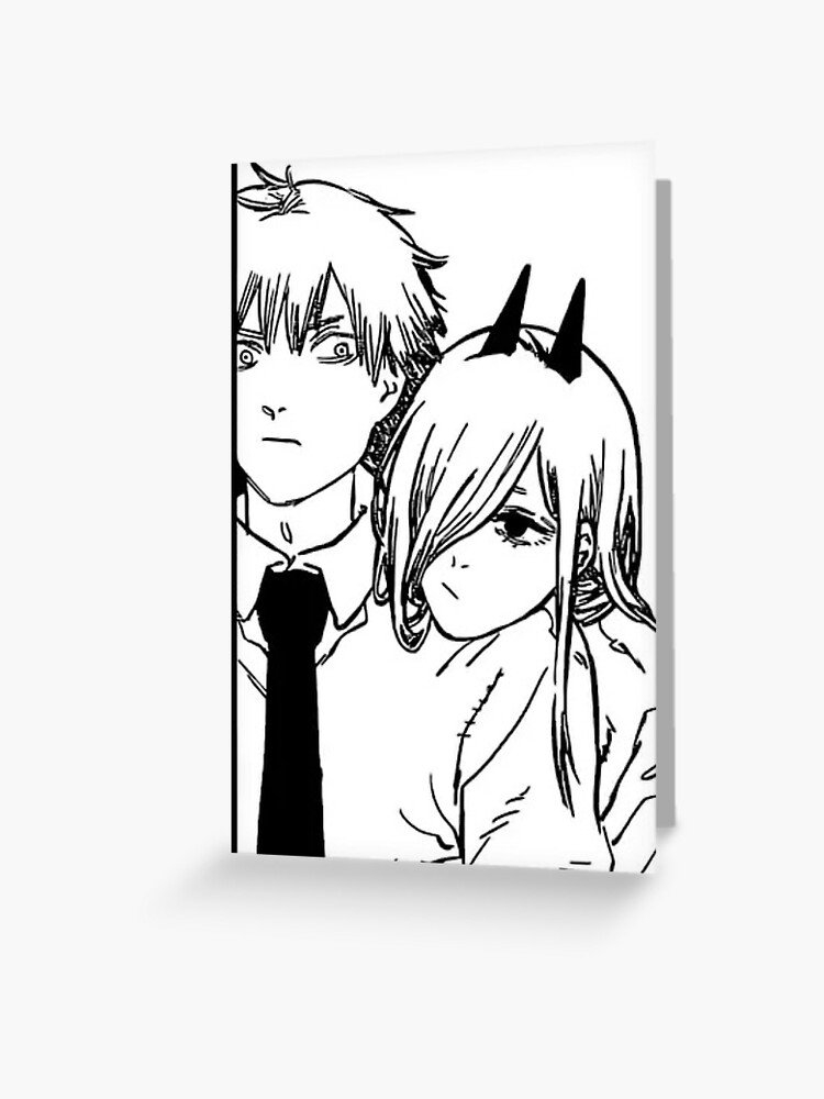 Denji And Power Greeting Card By Fragileshedinja Redbubble