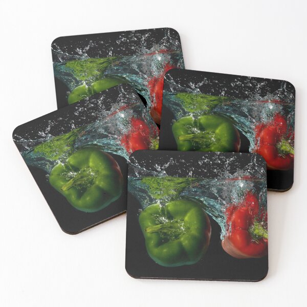 Item preview, Green and Red Bell Sweet Peppers Dropped Into Water designed and sold by Ben Gingell.
