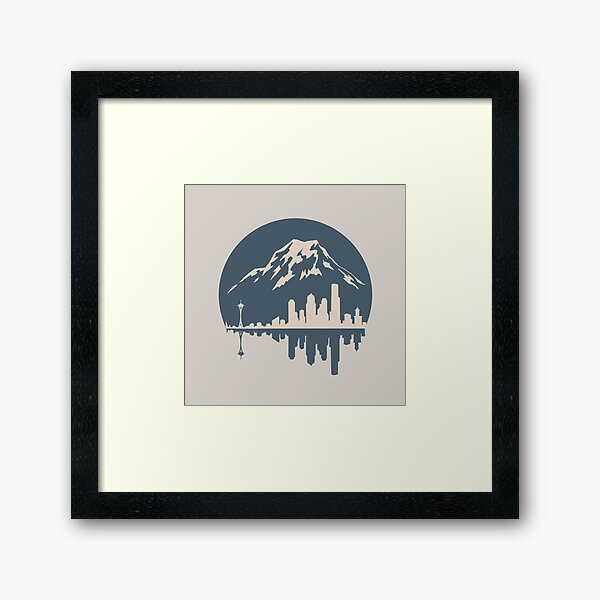 Seattle and Rainier Framed Art Print
