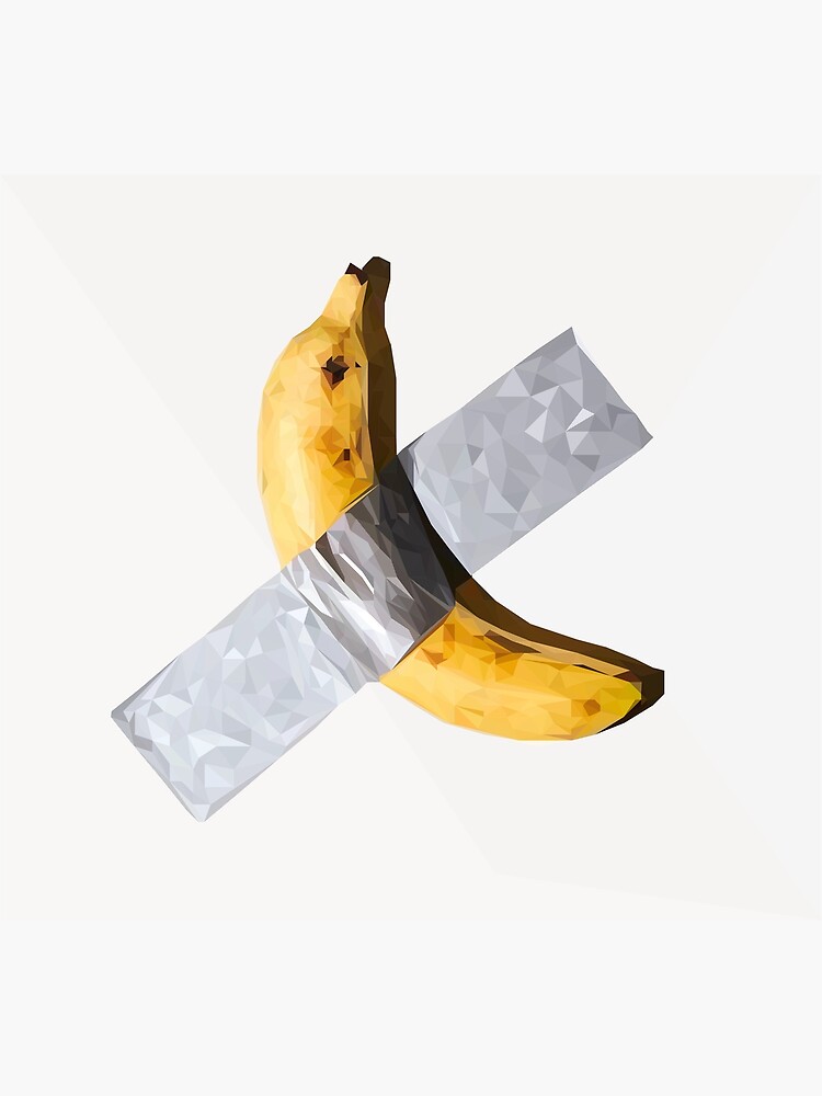"Banana ducttaped to wall art installation Low poly" Poster by
