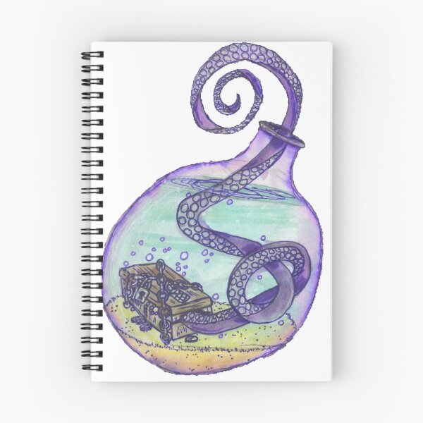 Item preview, inktober day 21 Treasure bottle with treasure protected by a tentacle monster designed and sold by Playton333.