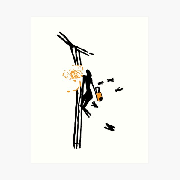 Item preview, Minimalist Paleolithic Cave Art Honey Gatherer designed and sold by pelagio.