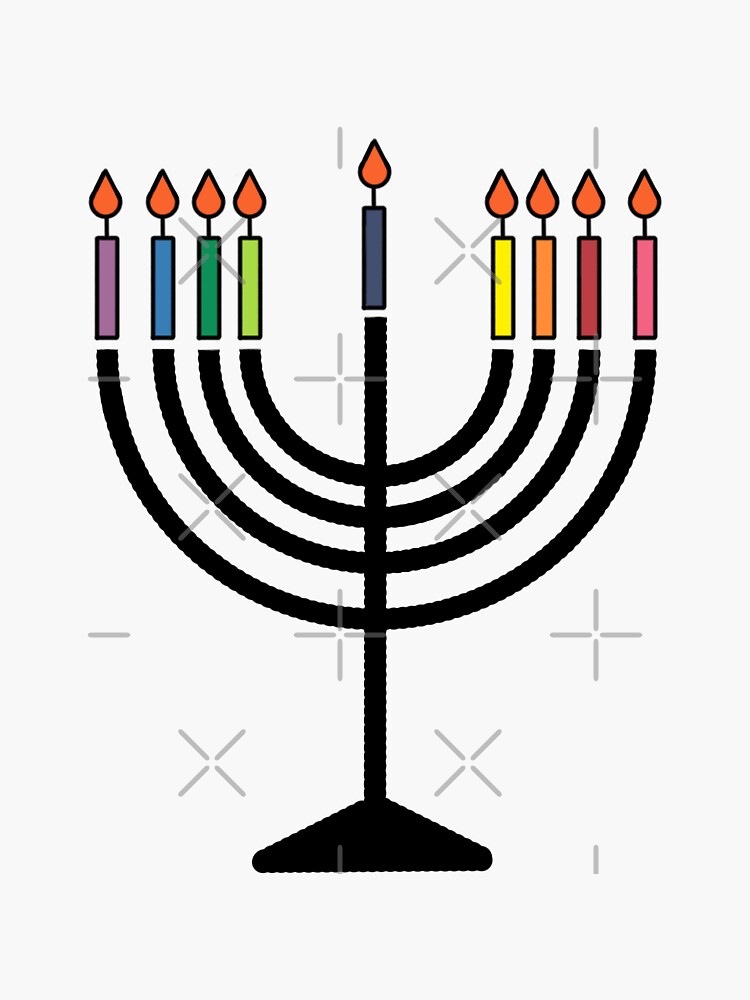 "Hanukkah menorah 8th night" Sticker for Sale by BasketPotato Redbubble