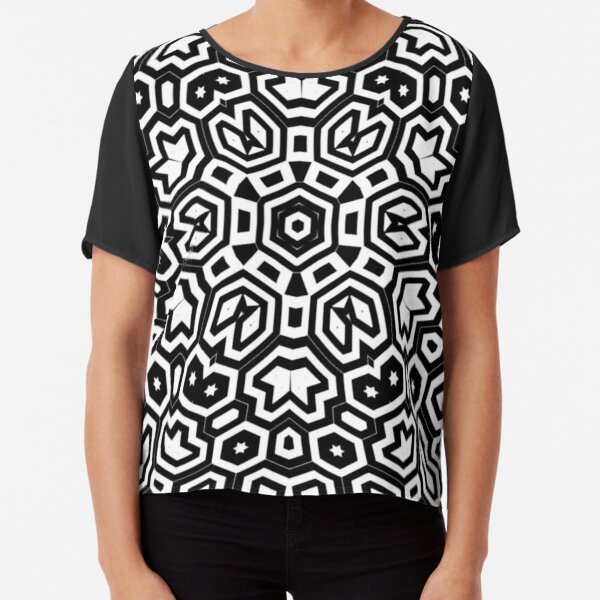 OpArt Flower Chiffon Top
