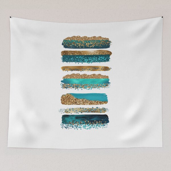 Item preview, Sparkling Mermaid Gold and Faux Teal Glitter Strokes designed and sold by MysticMarble.