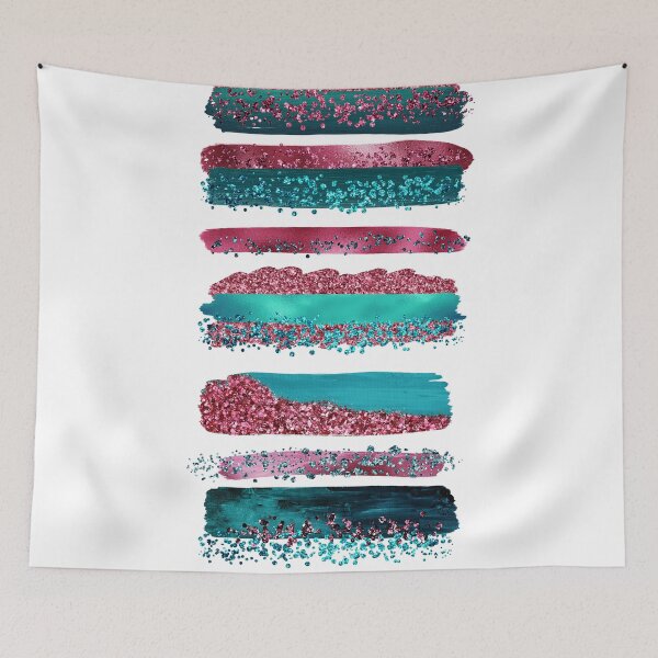 Item preview, Sparkling Mermaid Magenta and  Faux Teal Glitter Strokes designed and sold by MysticMarble.