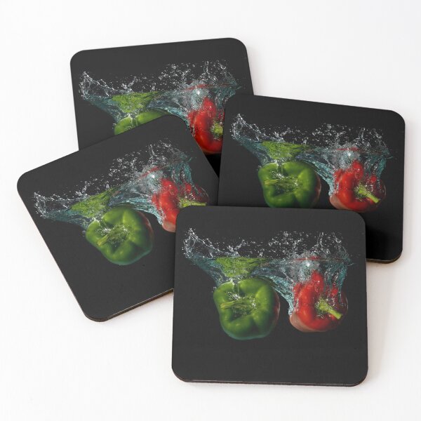 Item preview, Red and Green Bell Sweet Peppers Dropped Into Water designed and sold by Ben Gingell.