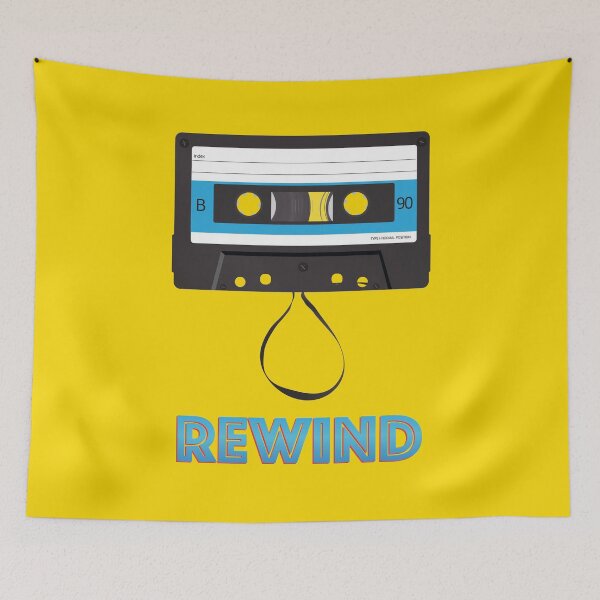 Item preview, C-Cassette tape with rewind text designed and sold by knappidesign.