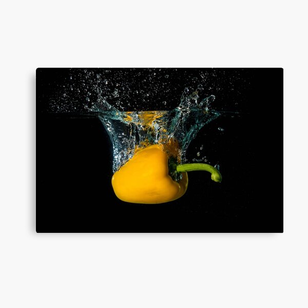 Yellow Bell Sweet Pepper Dropped Into Water Canvas Print