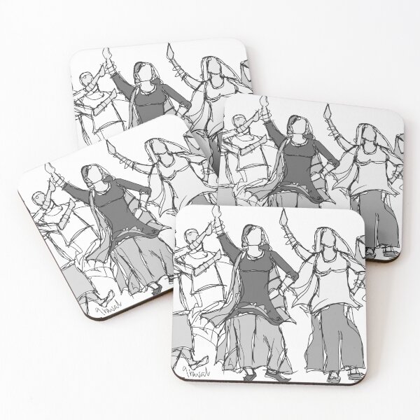 Item preview, Giddah dancers celebrating  designed and sold by Sukhpal Grewal Ethnic Art.