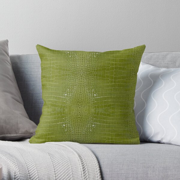 Lime Green Alligator Skin Throw Pillow