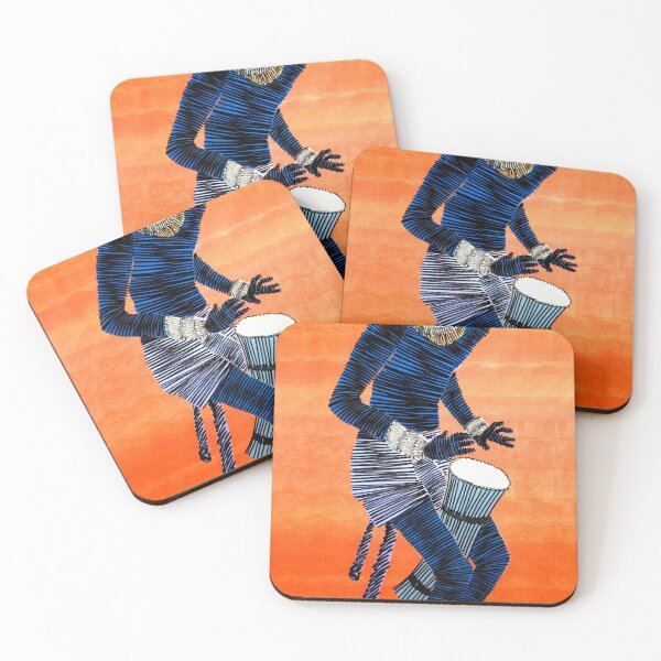 Item preview, Tribal Man Playing Drums By ArtGuru 9703 - Acrylic On Paper designed and sold by Art Guru.