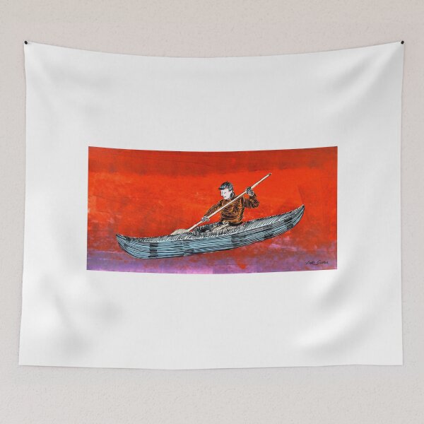 Item preview, Man In Canoe By ArtGuru 9732 - Acrylic On Paper designed and sold by Art Guru.