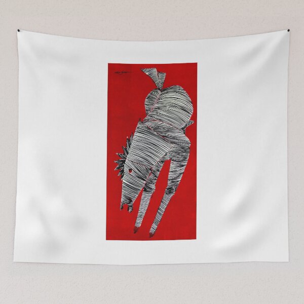 Aperçu de l'œuvre White Horse Red Background By ArtGuru 9756 - Acrylique sur Papier créée et vendue par Art Guru.