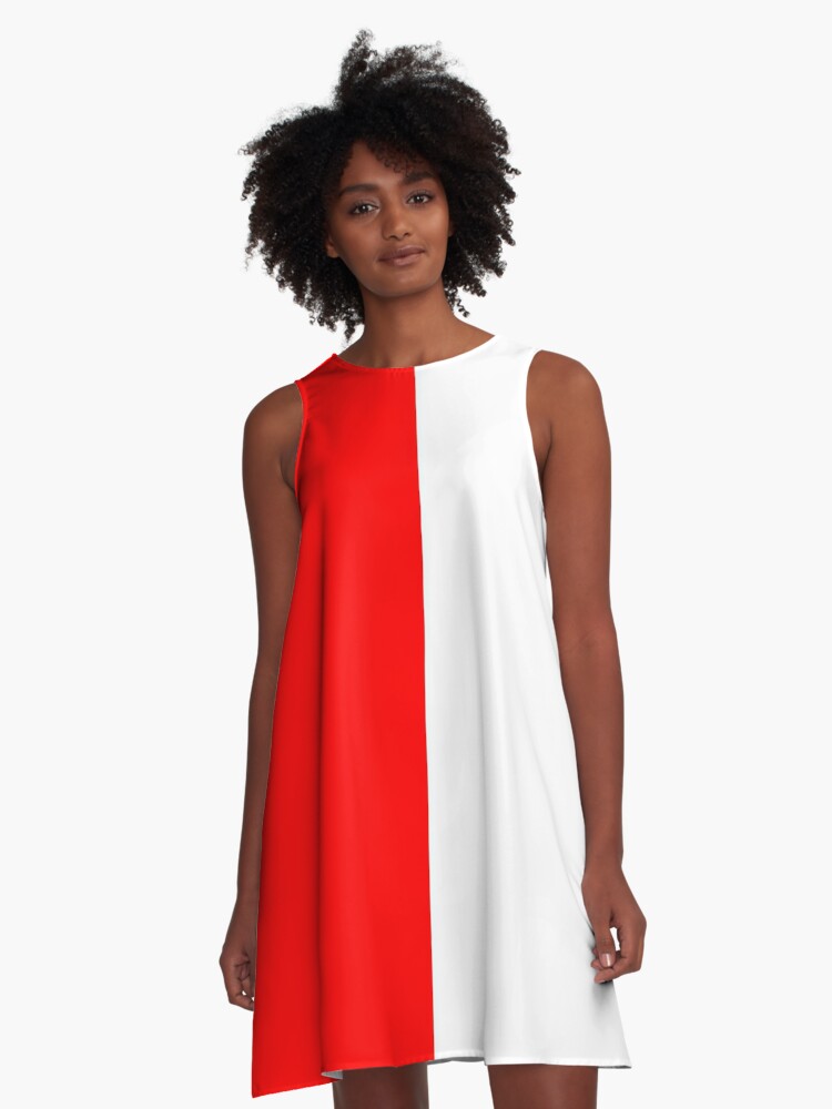 half red half white dress