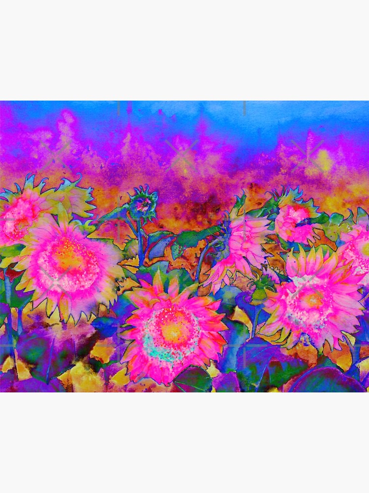 Wall Art Print, Field of pink watercolor flowers