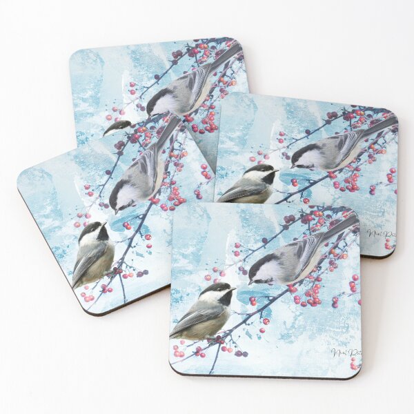 Item preview, Chickadee Red Berry Modern Country Farmhouse Art A630 designed and sold by byNicol.