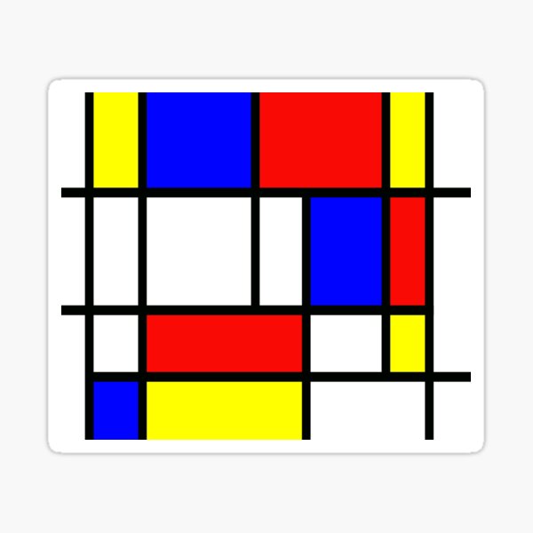 Piet Mondrian "Composition 2" | Bloc de couleur avec rouge jaune et bleu Sticker