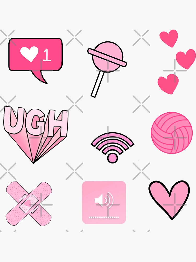 Pink Aesthetic Sticker Pack Sticker For Sale By Thatbitch123 Redbubble