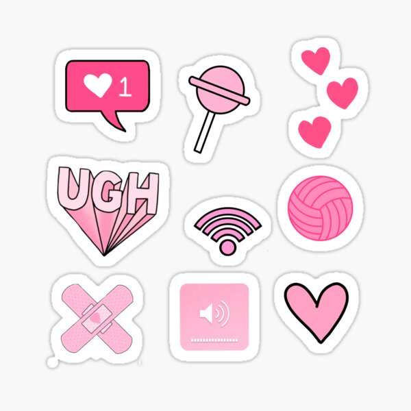 Pink Aesthetic Sticker Pack Sticker For Sale By Thatbitch123 Redbubble