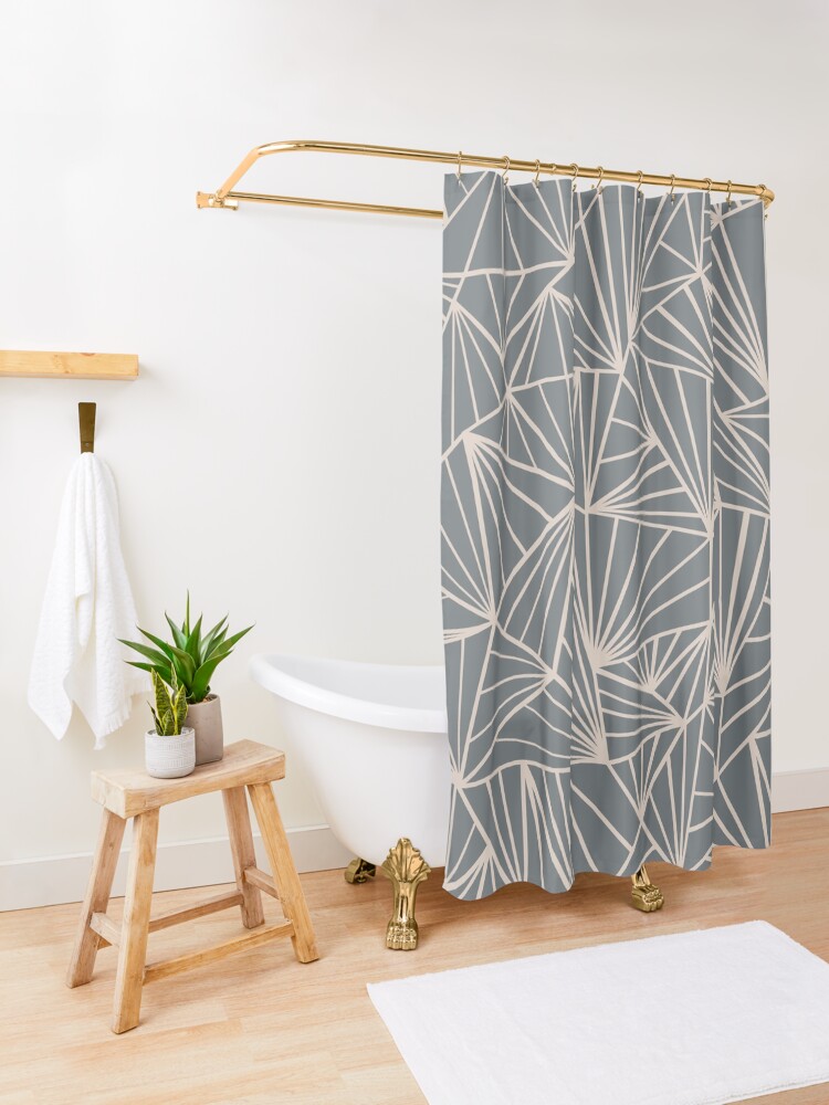 Alternate view of Ab Fan Grey And Nude Shower Curtain