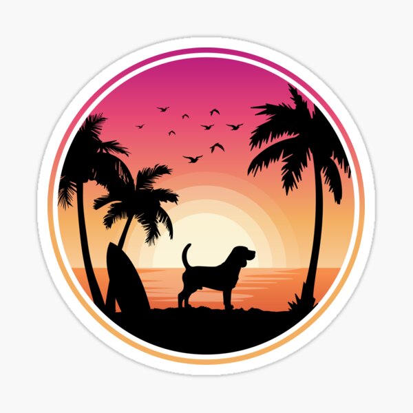 Beagle Dog Beach Sunset Sticker
