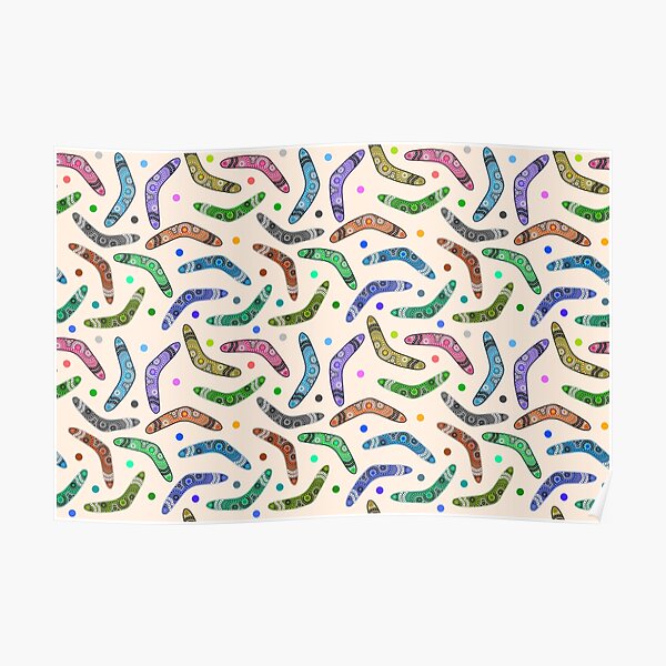 "Rainbow Boomerangs! (blush beige)" Poster by BraveNewArt Redbubble