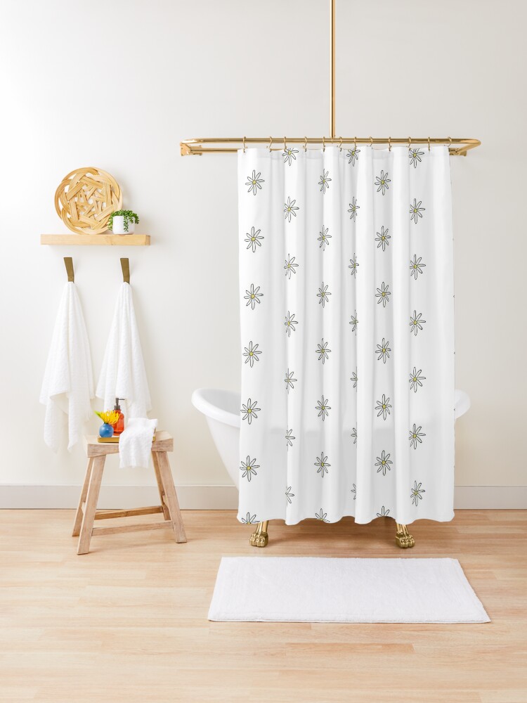 fabric daisy shower curtains