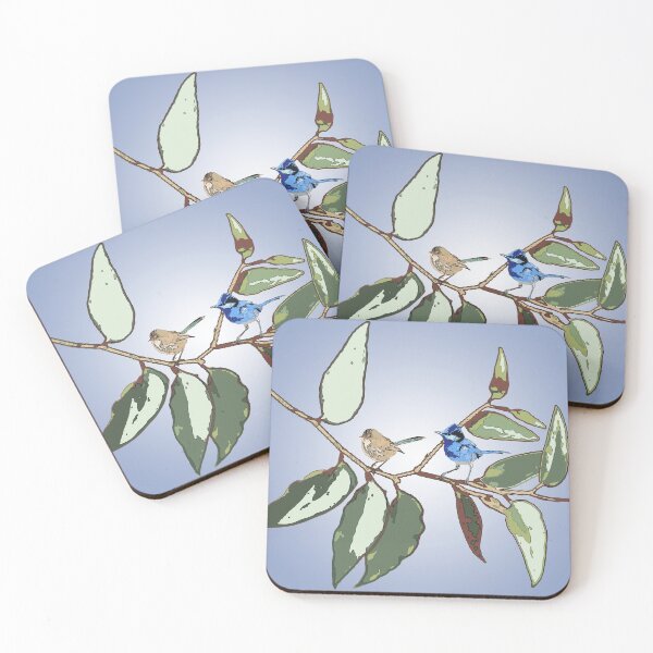 Item preview, Splendid Fairy-wren Malurus splendens on blue designed and sold by ChrissyWild.