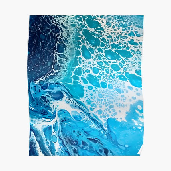 Wave of the Ocean. Fluid art texture Poster