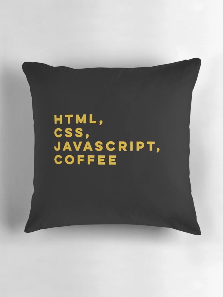 Thumbnail 3 of 4, Pillow, Programmer HTML css javascript coffee designed and sold by cluelesspaula.