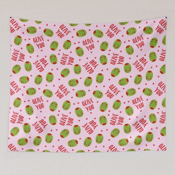 Item preview, Olive You - olive valentines - hearts (pink) designed and sold by littlearrow.