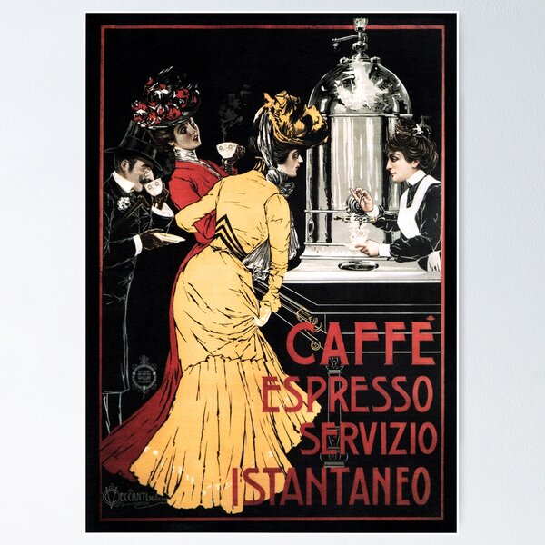 Aperçu de l'œuvre CAFFE ESPRESSO SERVIZIO ISTANTANEO Publicité italienne vintage créée et vendue par retroposters.