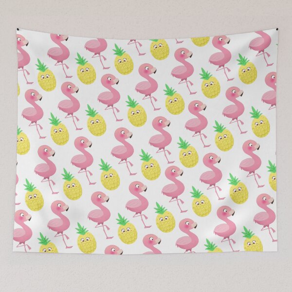 Item preview, Baby flamingo and pineapple pattern Illustration white background designed and sold by Nadia  Ronquillo.
