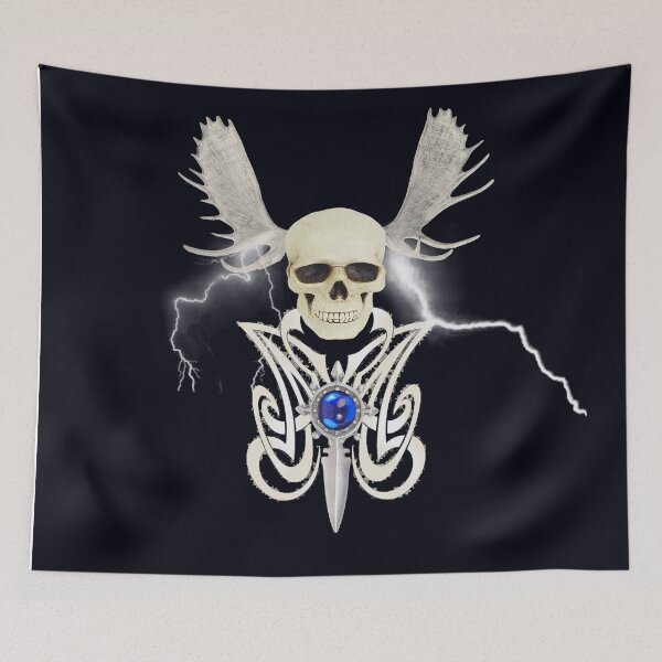 Item preview, Antlered lightning skull designed and sold by FerretSteph.