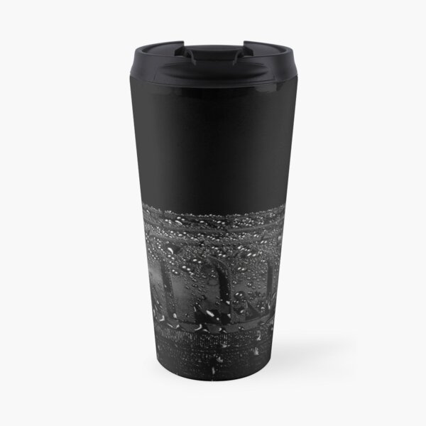 Close up view of car tyre isolated on a black background Travel Mug